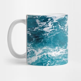 Wavy foamy blue white ombre sea water Aerial photo ocean splash wave abstract aqua summer Mug